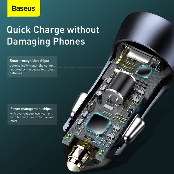 Baseus Golden Contactor Pro Dual Quick Charger Car Charger USB and Type C 40W