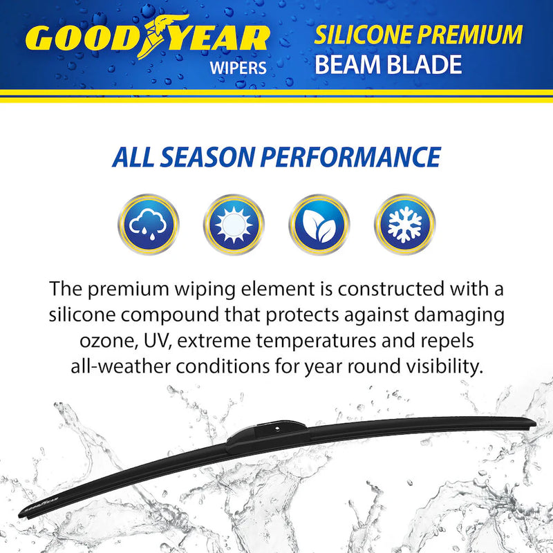 Goodyear Car Flat Wiper Blades Silicone Blades Steak Free Anti Scratch (All Sizes Single Piece)