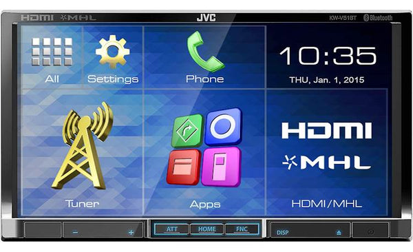 JVC DVD/CD/USB Receiver with 7-inch WVGA Touch Panel Monitor, HDMI Input and Built-in Bluetooth® Wireless Technology KW-V51BT