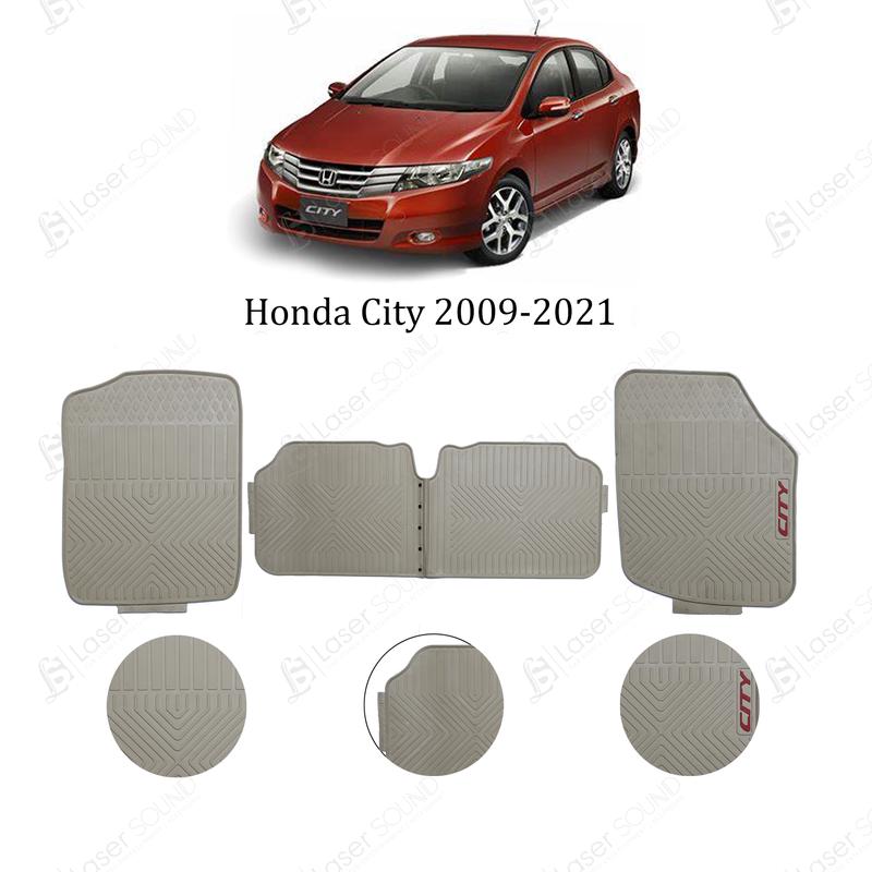 Honda City 2009-2021 Rubber Floor Mats Beige