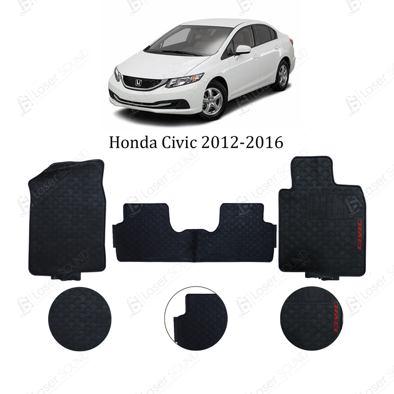 Honda Civic 2012-2016 Rubber Floor Mats Black