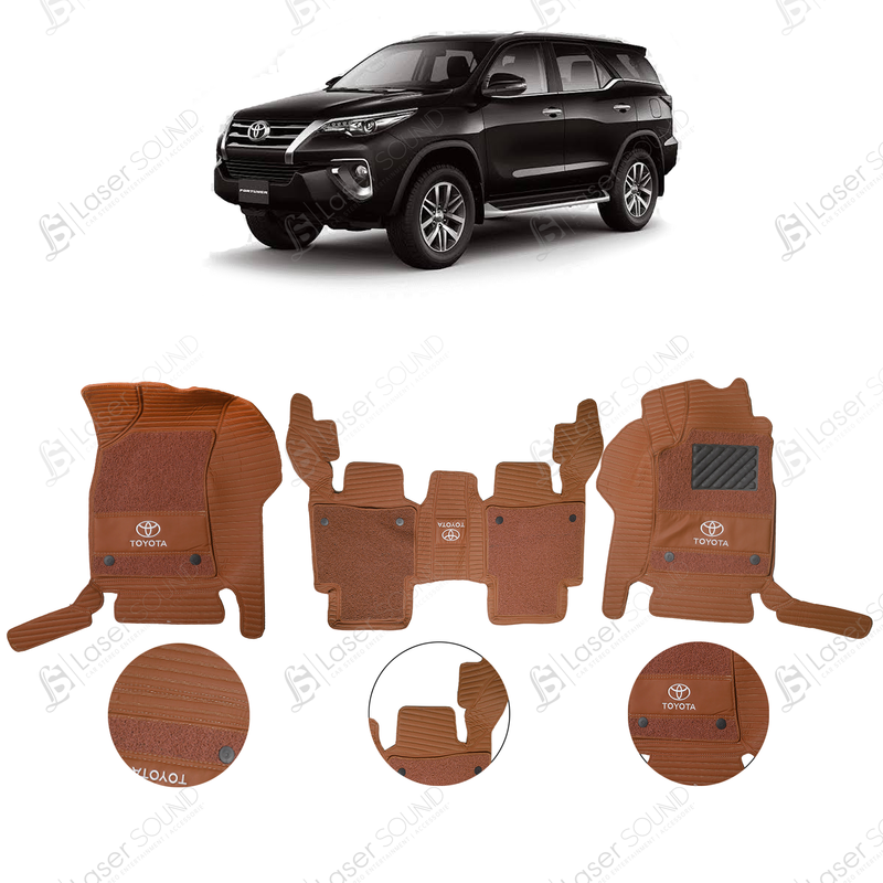 Toyota Fortuner 9D Floor Mat Brown 3Row