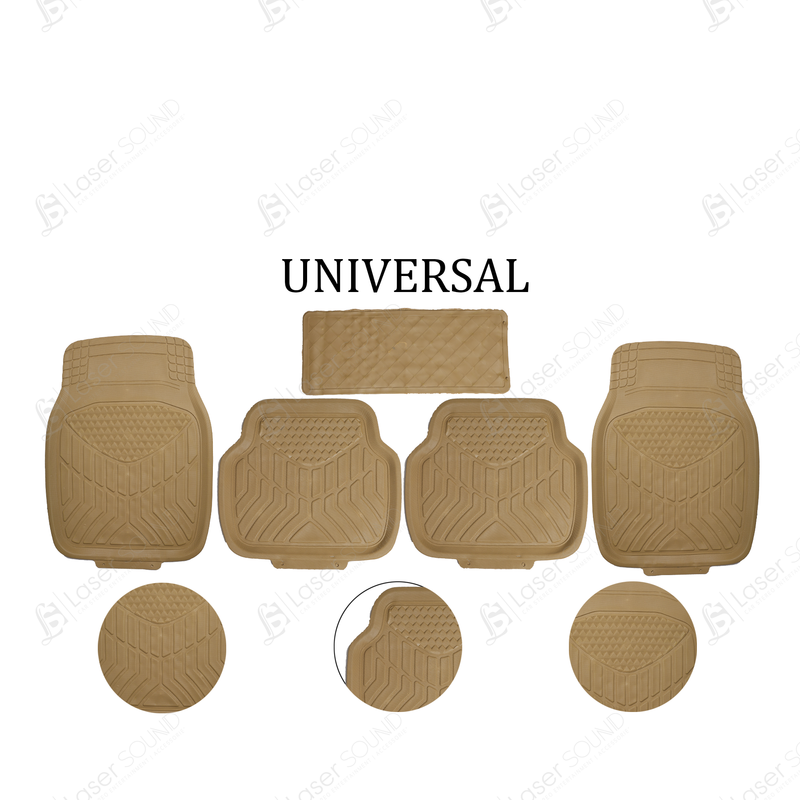 Universal Rubber Floor Mat Beige 5pcs