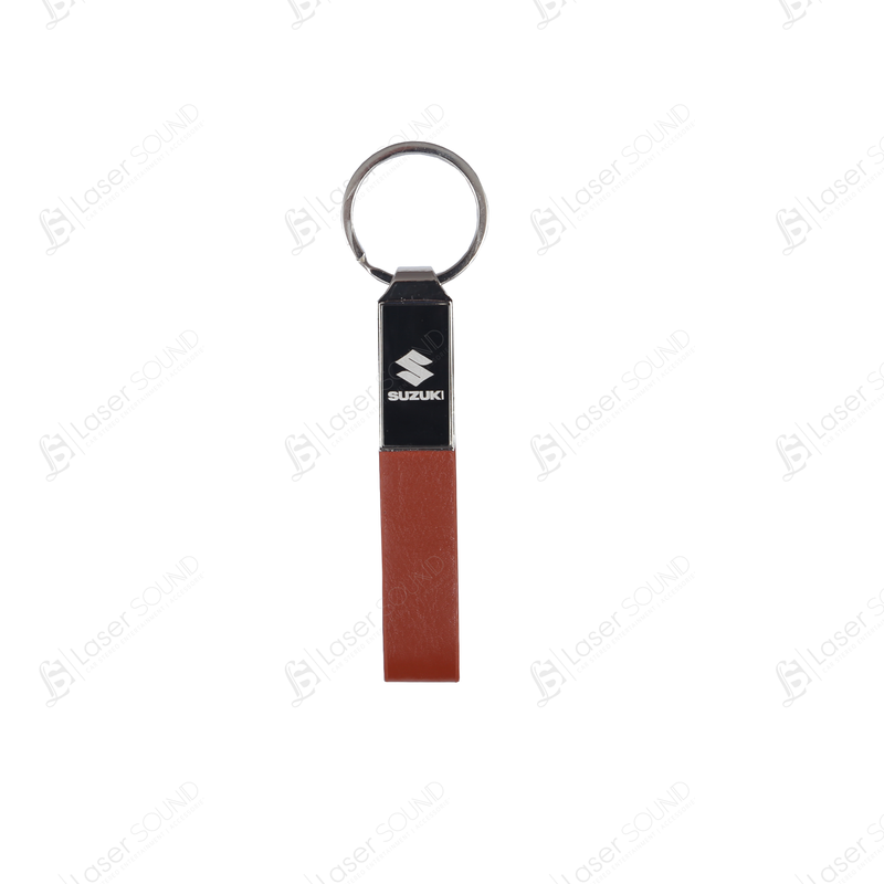 Suzuki Straight Line Chrome Leather Keychain