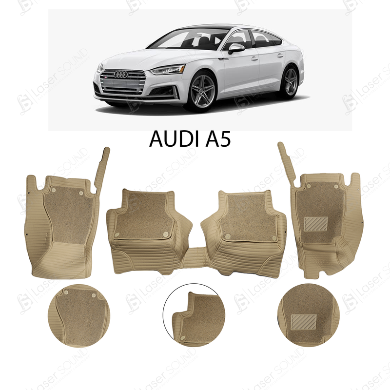 Audi A5 9D Floor Mats Beige With Beige Grass 3 Pcs