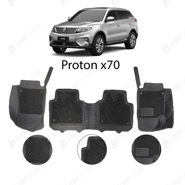 Proton X70 9D Floor Mats Black With Black Grass 3 Pcs