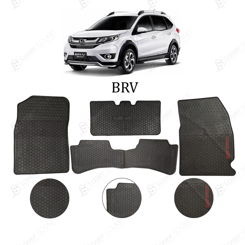 Honda BRV Custom Fit PVC Rubber Floor Mat Black 4 Pcs - Model 2017-2021