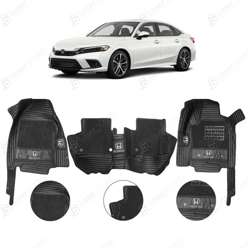 Honda Civic 2022 9D Floor Mat Black 3Row