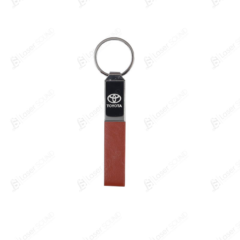 Toyota Straight Line Chrome Leather Keychain