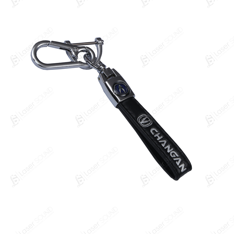 Slim Chrome Leather Keychain With Logo (Changan-Kia-MG)