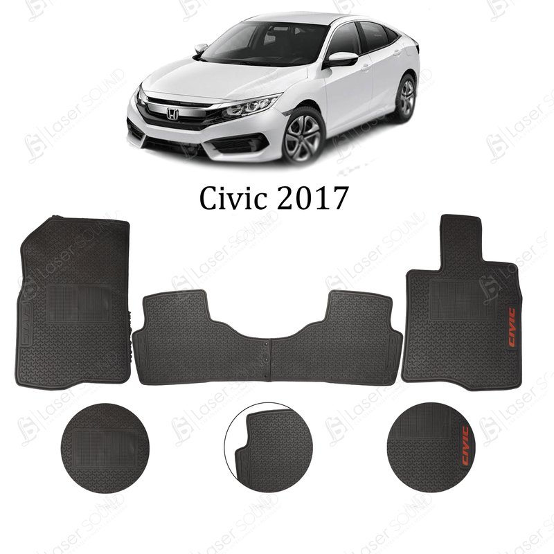 Honda Civic 2016-2021 FLOOR RUBBER Mat / LATEX ANTI SLIP SILICONE BLACK