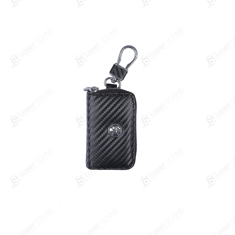 MG Zipper Carbon Fiber  Key Cover Pouch Black with Keychain Ring