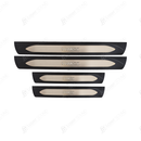 Toyota Yaris Rubber LED Sill Plates / Skuff LED panels Black and Chrome