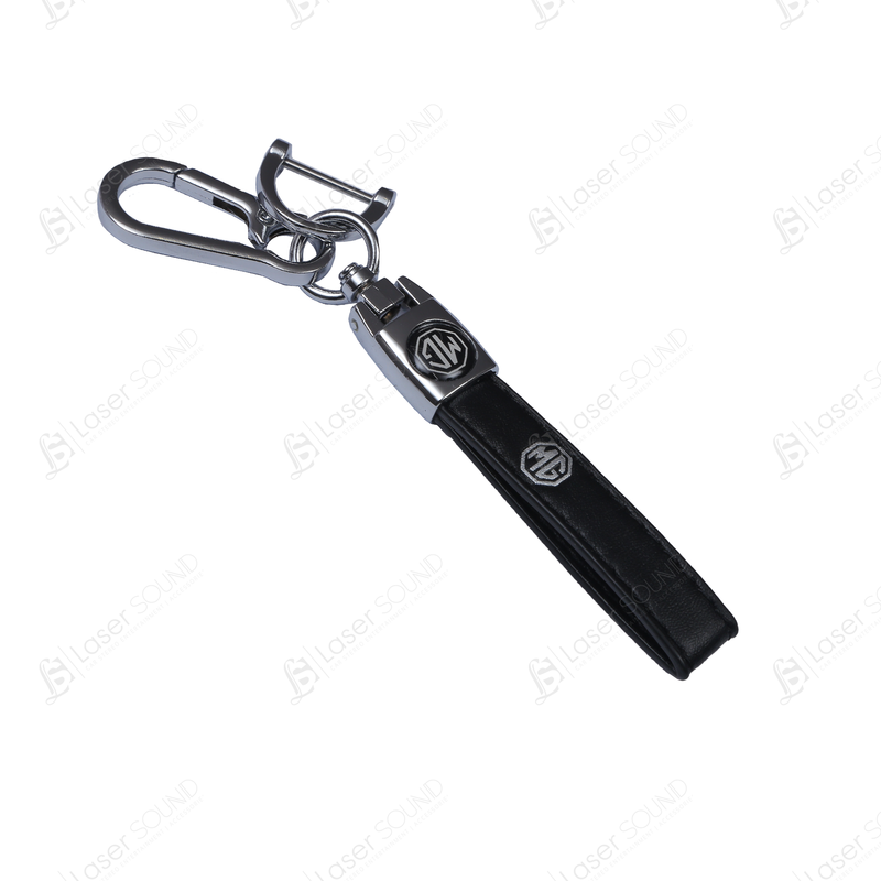 Slim Chrome Leather Keychain With Logo (Changan-Kia-MG)