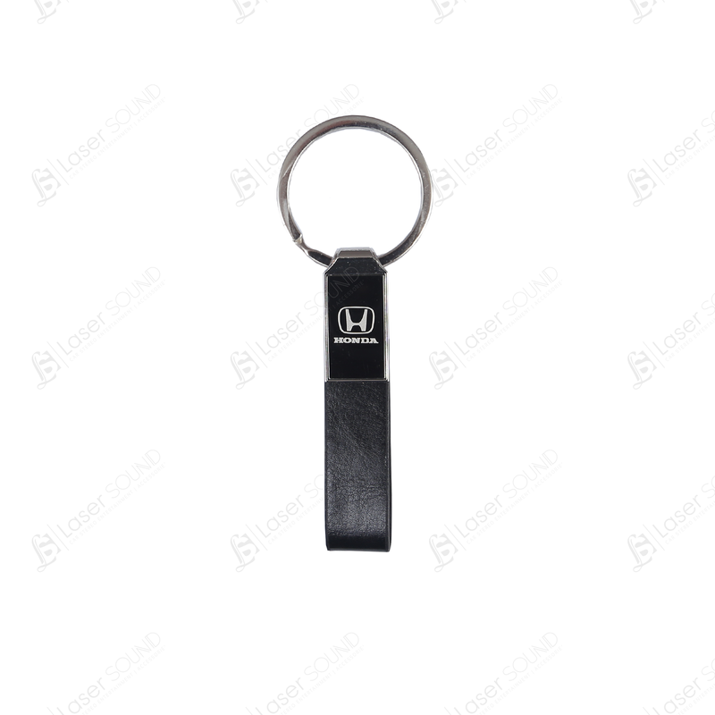 Honda Straight Line Chrome Leather Keychain