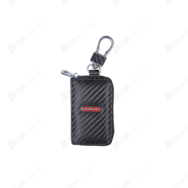 HAVAL Zipper Carbon Fiber  Key Cover Pouch Black with Keychain Ring