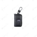 Changan  Zipper Carbon Fiber  Key Cover Pouch Black with Keychain Ring