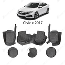 Honda Civic 9D Floor Mats Black and Grey 3 Pcs - Model 2016-2022