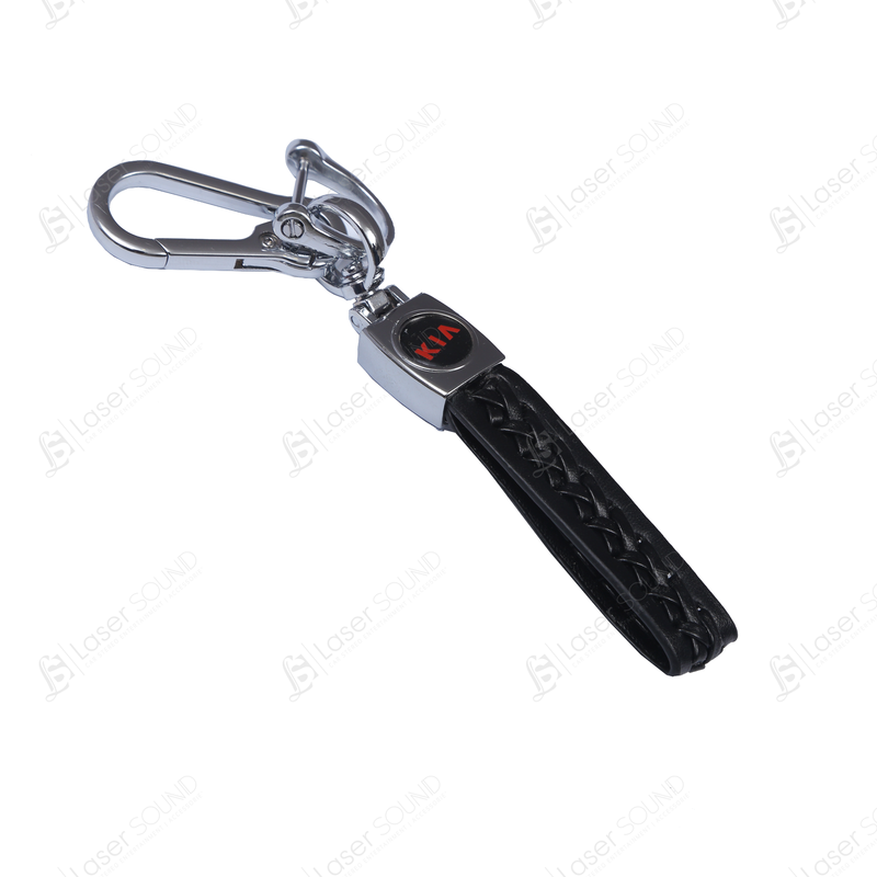 Slim Chrome Leather Keychain With Logo  ( Honda-Toyota-Kia-MG-Suzuki)