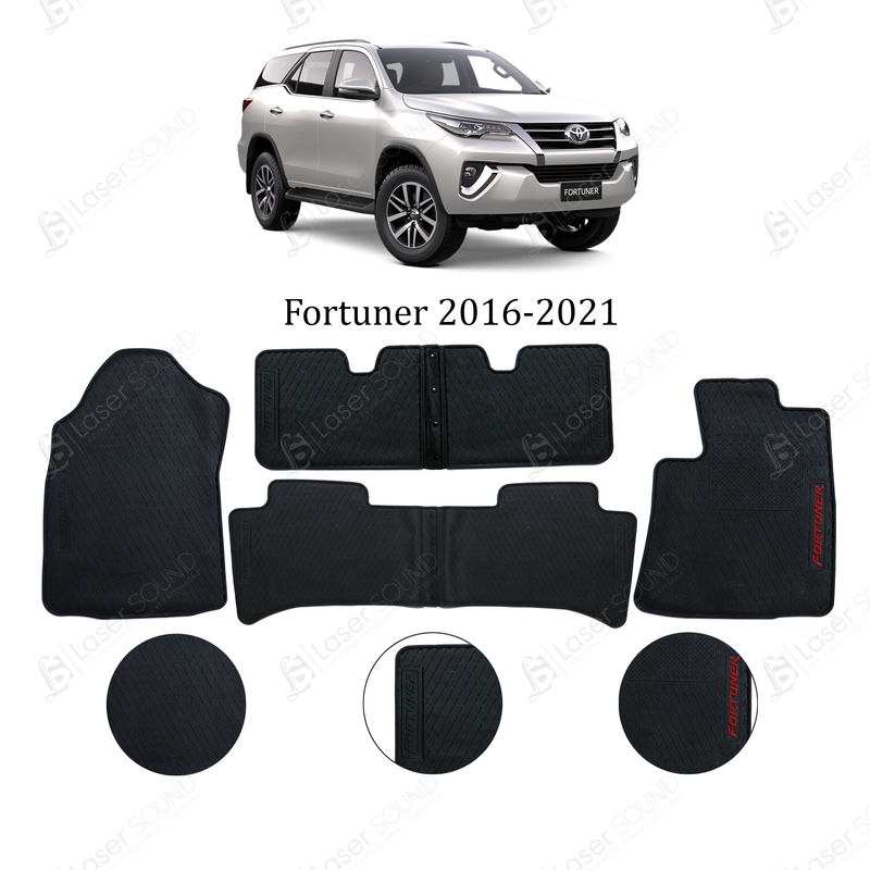 Toyota Fortuner 2016-2021 Rubber Floor Mats Black