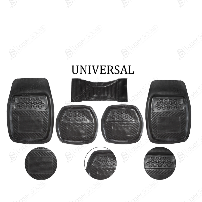 Universal Rubber Floor  Mat Black 5Pcs