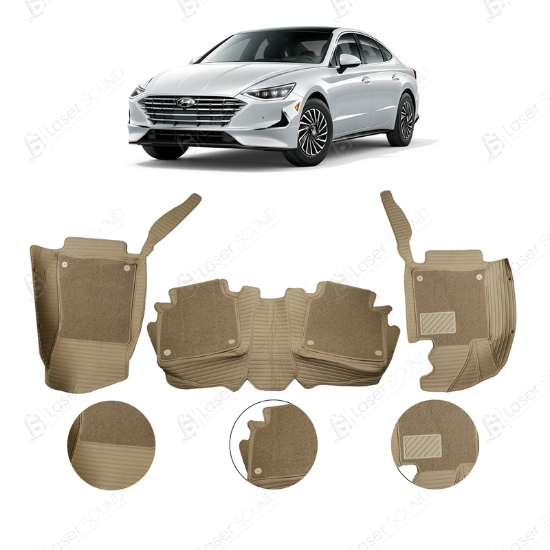 Hyundai Sonata 9D Floor Mats Beige With Beige Grass 3 Pcs