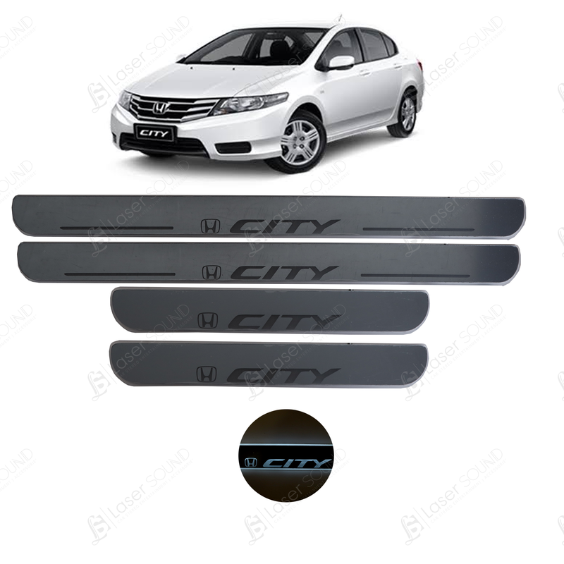 Honda City Glass LED Door Sill Plates / Skuff LED Panels Model 2009-21