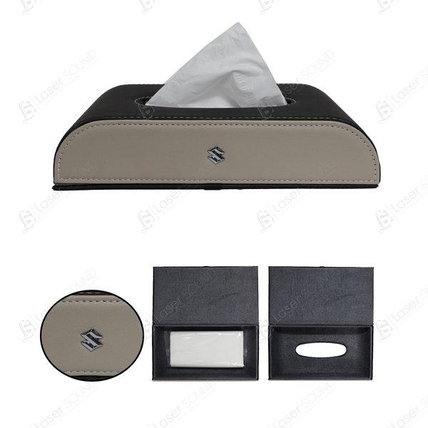 Suzuki Logo Car Tissue Holder Case Box 5CM Black Beige