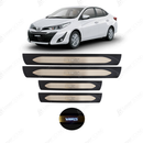 Toyota Yaris Rubber LED Sill Plates / Skuff LED panels Black and Chrome