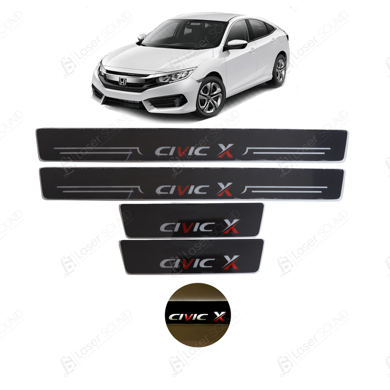 Honda Civic X Glass LED Sill Plates / Skuff LED panels Model 2016-21