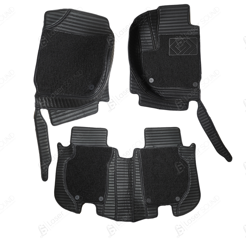 Honda Vezel 9D Floor Mats Black With Black Grass 3 Pcs