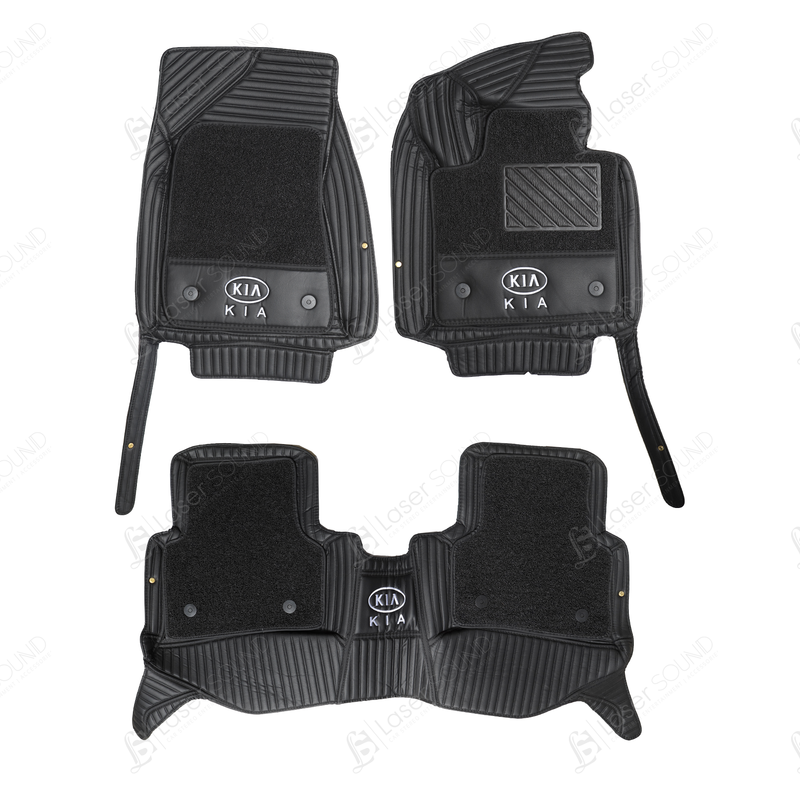 KIA Sportage 9D Floor Mats Black With Black Grass With Logo 3 Pcs