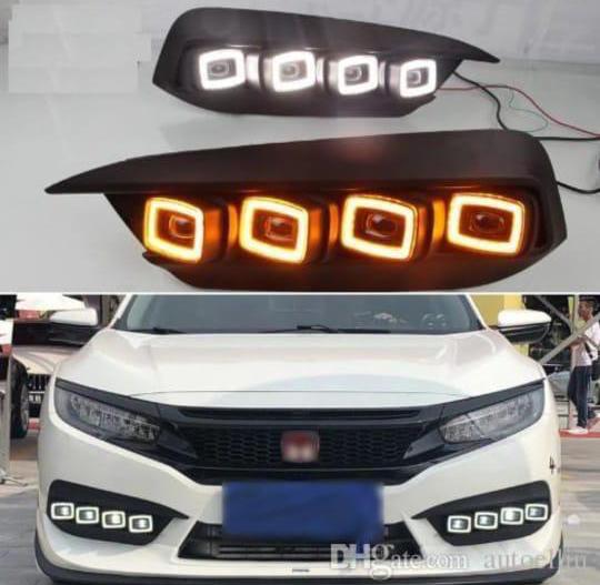 Honda Civic Bugatti Style Fog Lamps Light DRL Cover - Model 2016-2021