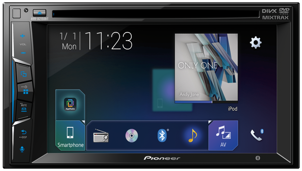 Pioneer AVH-A2150BT In-Dash Double-DIN DVD Multimedia AV Receiver with 6.2″ WVGA Touchscreen