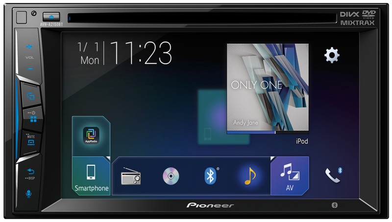 Pioneer AVH-A2150BT In-Dash Double-DIN DVD Multimedia AV Receiver with 6.2″ WVGA Touchscreen