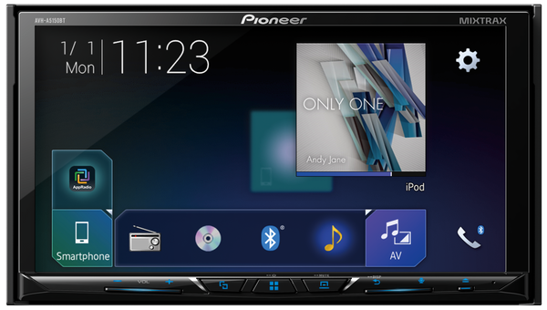 Pioneer AVH-A5150BT In-Dash Double-DIN DVD Multimedia AV Receiver with 7″ WVGA Touchscreen Display,