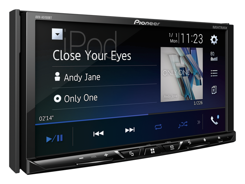 Pioneer AVH-A5150BT In-Dash Double-DIN DVD Multimedia AV Receiver with 7″ WVGA Touchscreen Display,