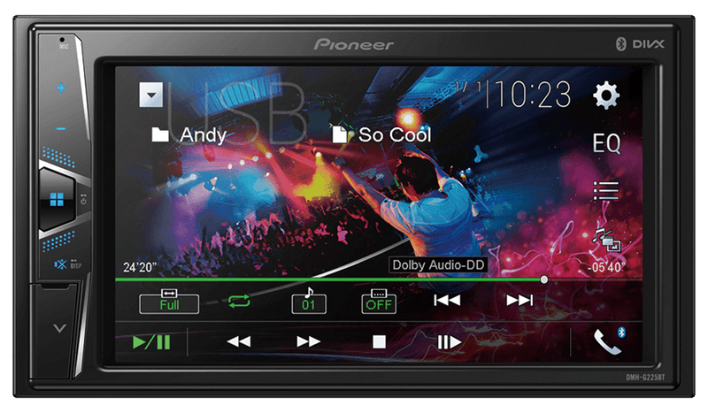 Pioneer DMH-G225BT In-Dash Double-DIN Digital Media AV Receiver with 6.2" WVGA Touchscreen Display, Built-in Bluetooth, and Direct Control for Certain Android Phones