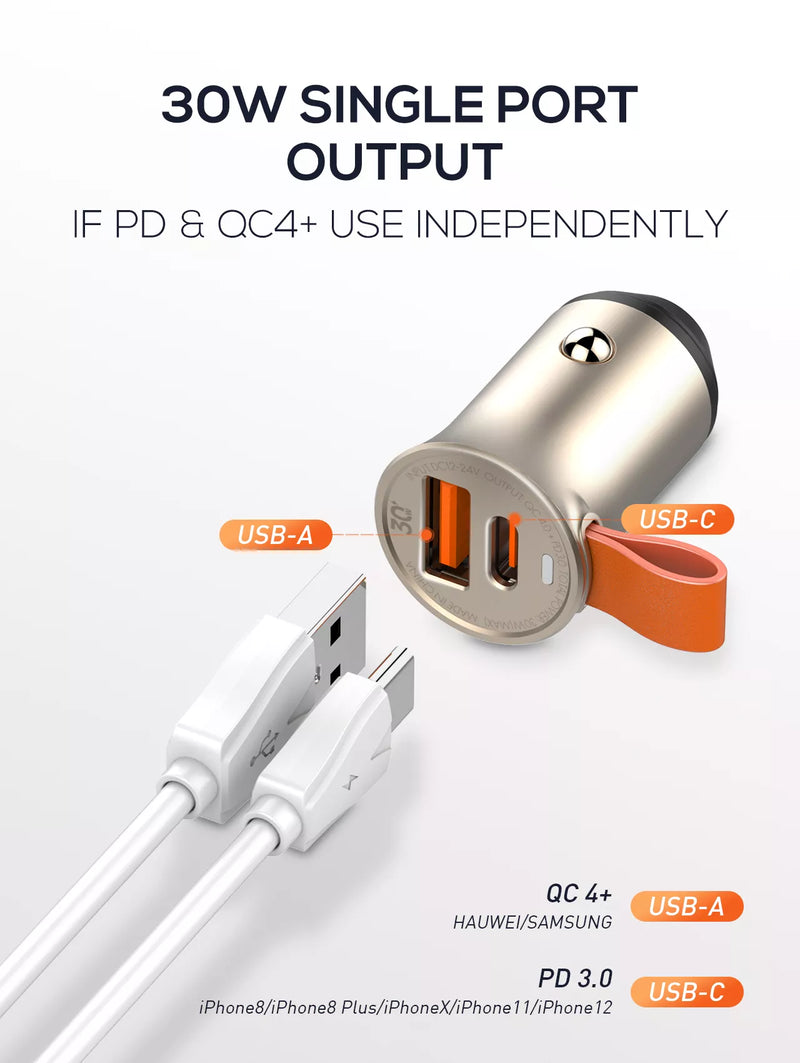 LDNIO C509Q QC4.0 Fast Charge PD Mobile Phone Charger Car USB Charger Adapter 30W PD USB C Car Charger