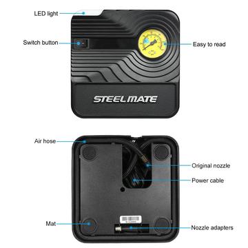 Steelmate 12V DC AUTOMOTIVE PORTABLE AIR COMPRESSOR PUMP TIRE INFLATOR FOR CAR BICYCLE BALL INFLATABLES