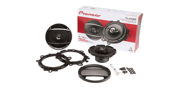 Pioneer TS-A1680F 6-1/2" - 4-way, 350 W Max Power, Carbon/Mica-reinforced IMPP™ cone, 11mm Tweeter and 11mm Super Tweeter and 1-5/8" Cone Midrange - Coaxial Speakers (pair)