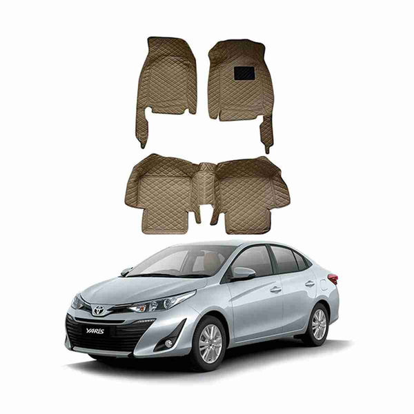 Car Mats 7D Compatible with Toyota Yaris 2020 Beige