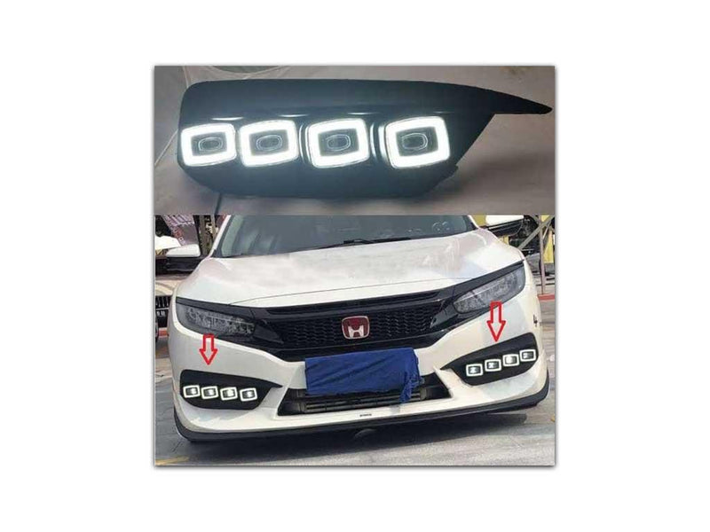 Honda Civic Bugatti Style Fog Lamps Light DRL Cover - Model 2016-2021